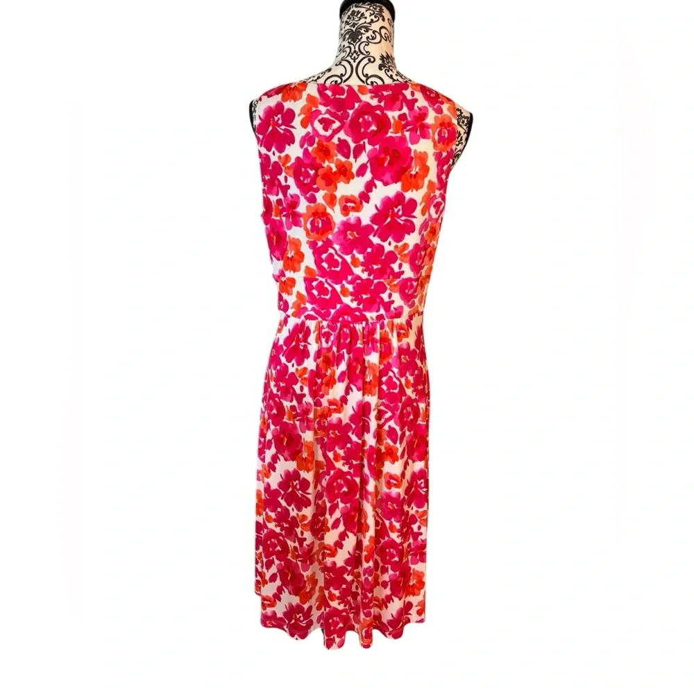 CHAPS Pink Floral Surplice V-Neck A-Line Dress Large - Picture 3 of 9